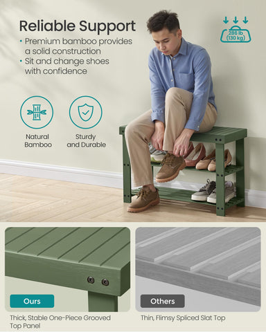 SongMics shoe rack bench top panel image emphasizes convenient surface for bags and essentials