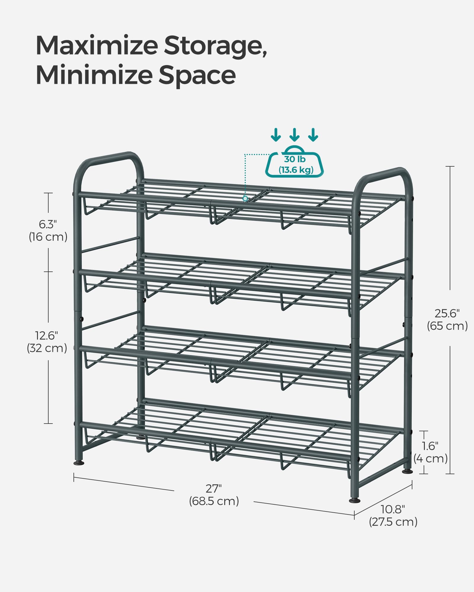 SONGMICS bottom storage area adds space for extra shoes or accessories.