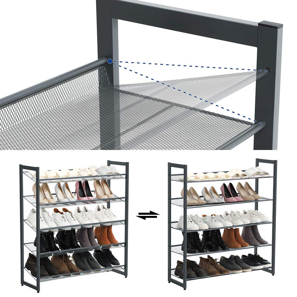 SONGMICS dense mesh shelves keep shoes organized and visible