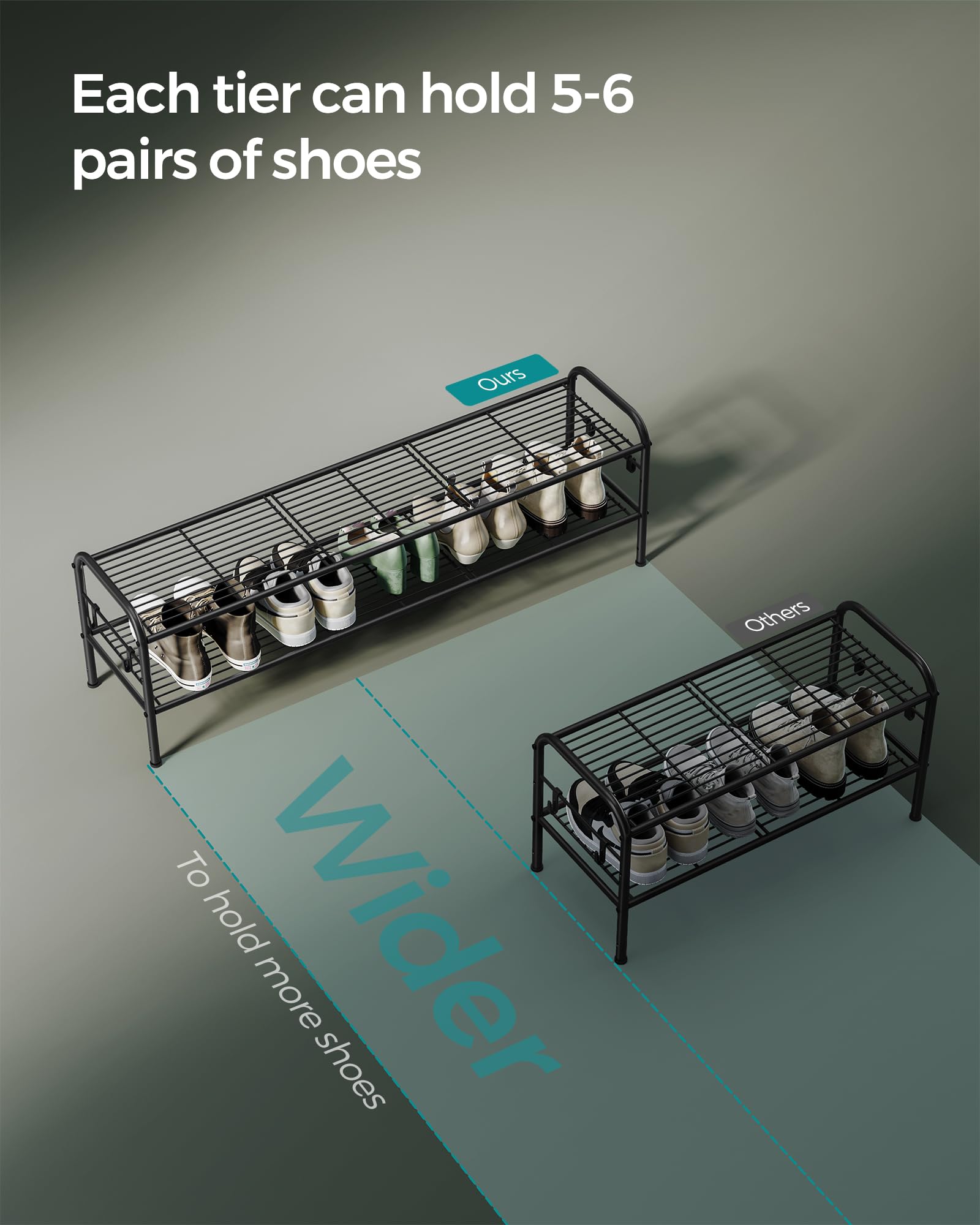 Songmics high-heel rails keep heels secure and upright.