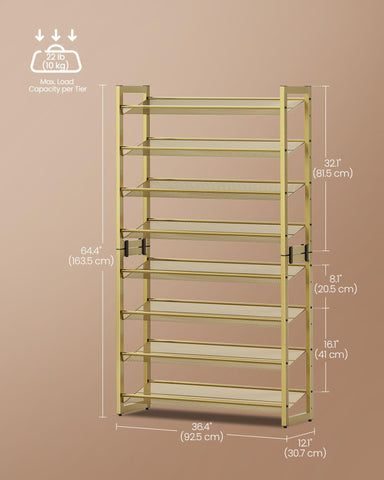 SONGMICS tall boots fit comfortably on the upper shelves.