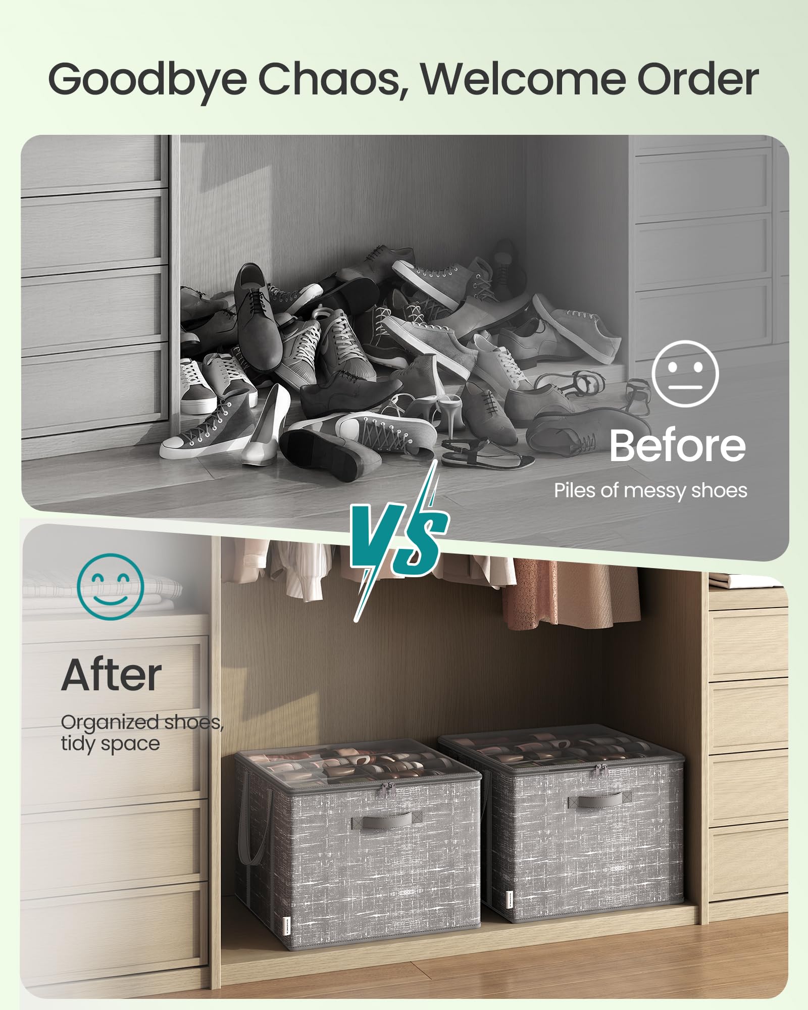 SONGMICS transparent cover lets you identify contents at a glance.