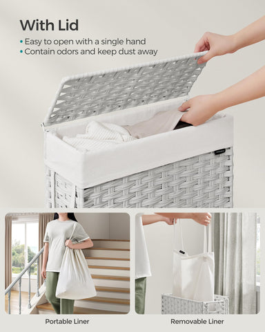 Sturdy handles on SONGMICS laundry hamper for effortless transport