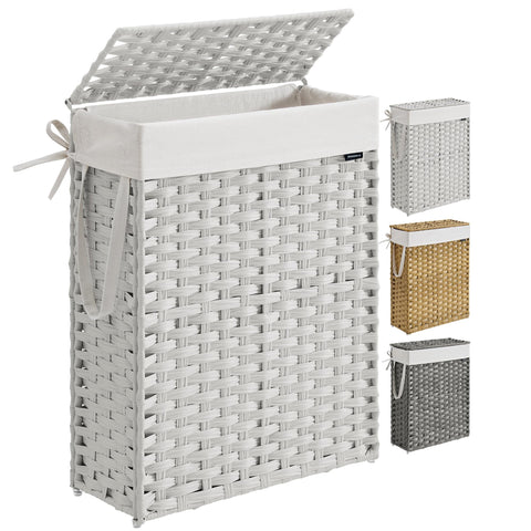 SONGMICS Slim Laundry Hamper with lid conceals laundry and reduces odors
