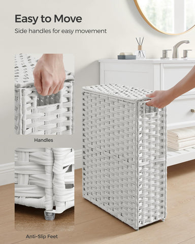 Waterproof rattan weave on SONGMICS hamper keeps clothes dry and ventilated