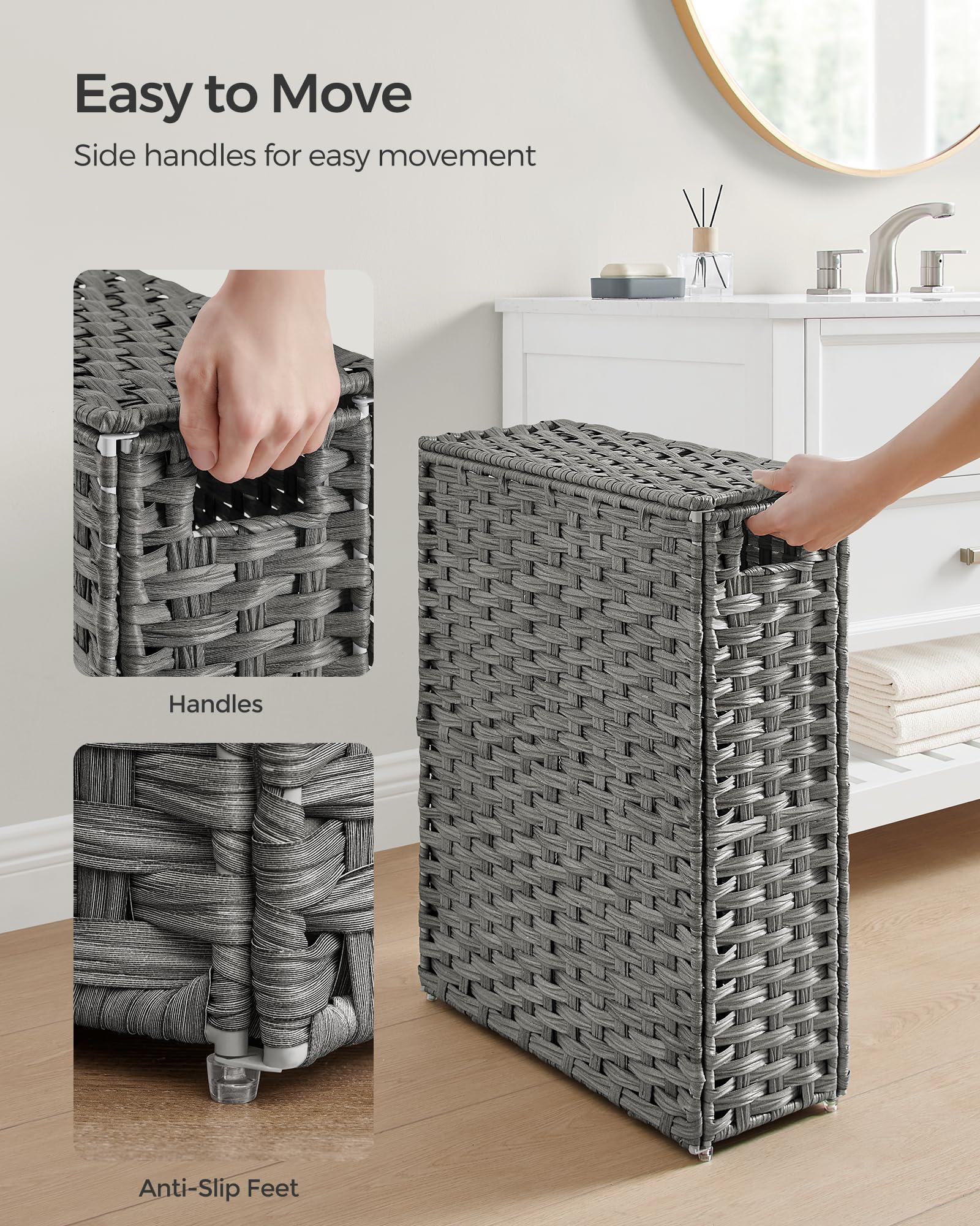 SONGMICS Waterproof, breathable rattan and sturdy frame keep clothes dry.