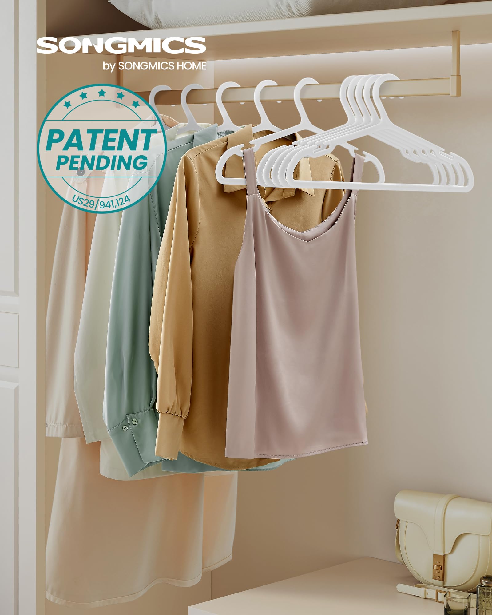 Songmics slim non-slip hangers prevent slipping of delicate tops.