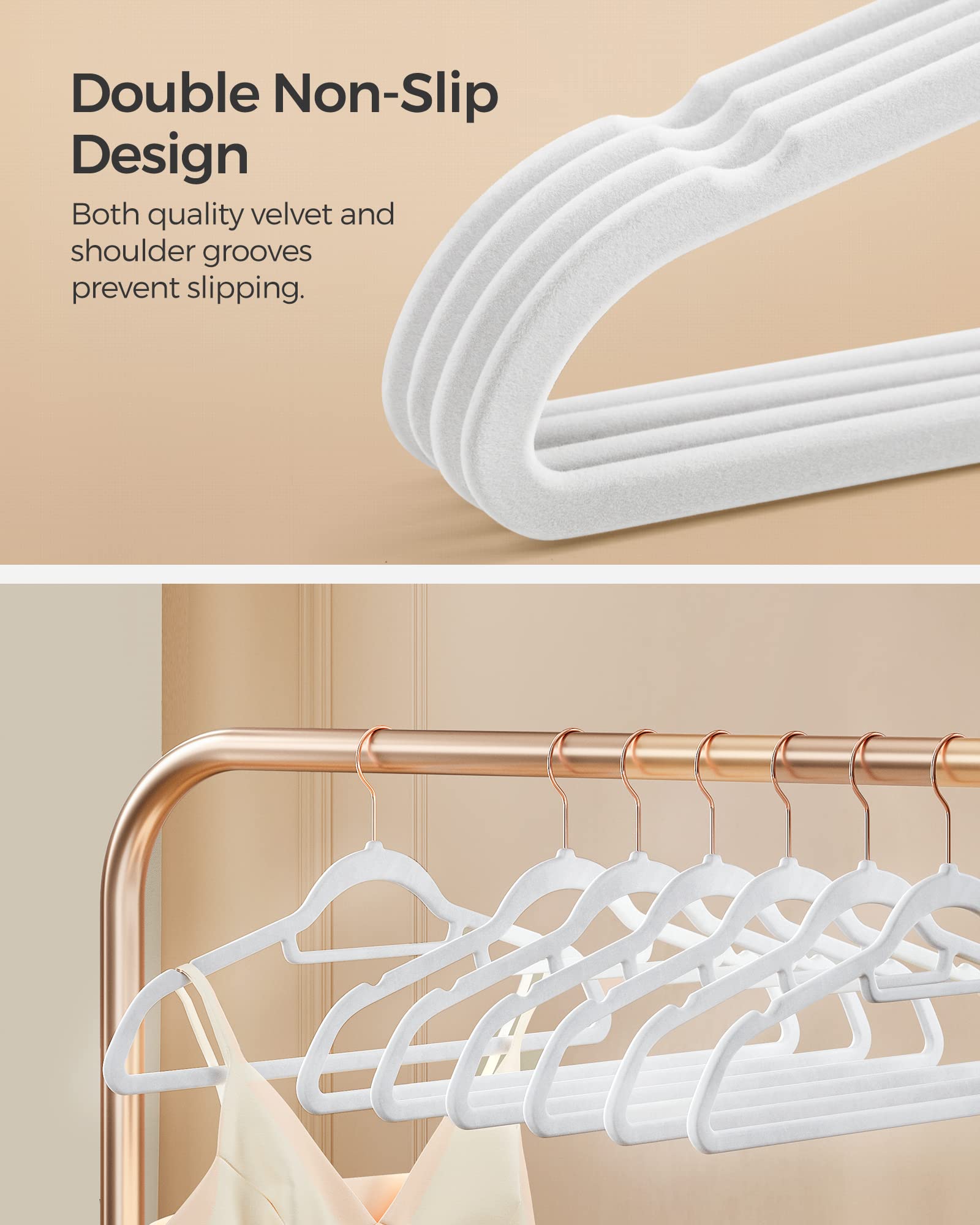 Slim sturdy ABS plastic design supports heavy coats.