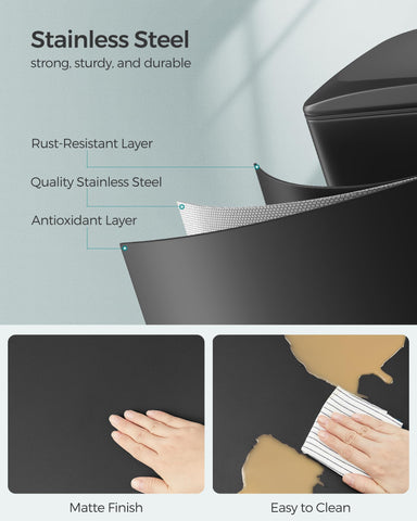 SONGMICS slim trash can inner bucket removable for easy cleaning.