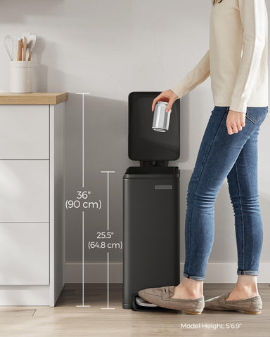 SONGMICS slim trash can includes 15 liner bags for quick setup.
