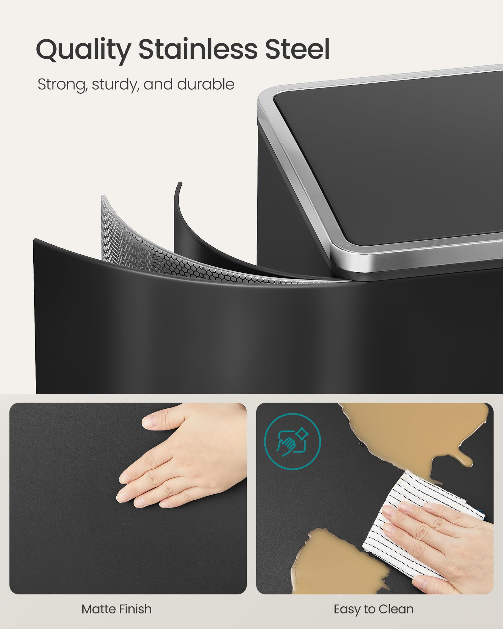 SONGMICS soft-close lid provides quiet operation