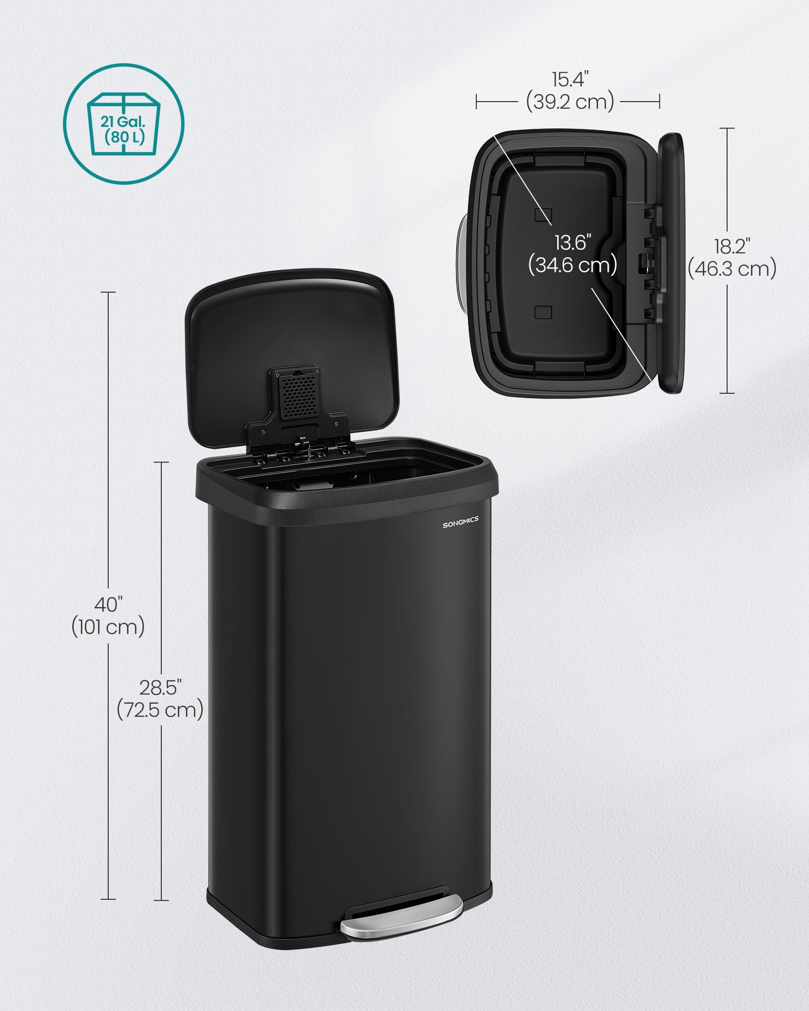 SongMics soft-close lid showing quiet closing and anti-slam design