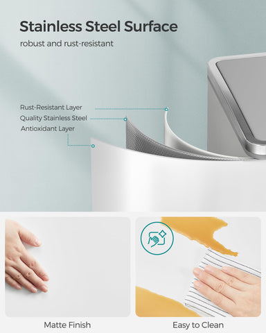 SONGMICS soft-close lid prevents loud slams in busy kitchens.