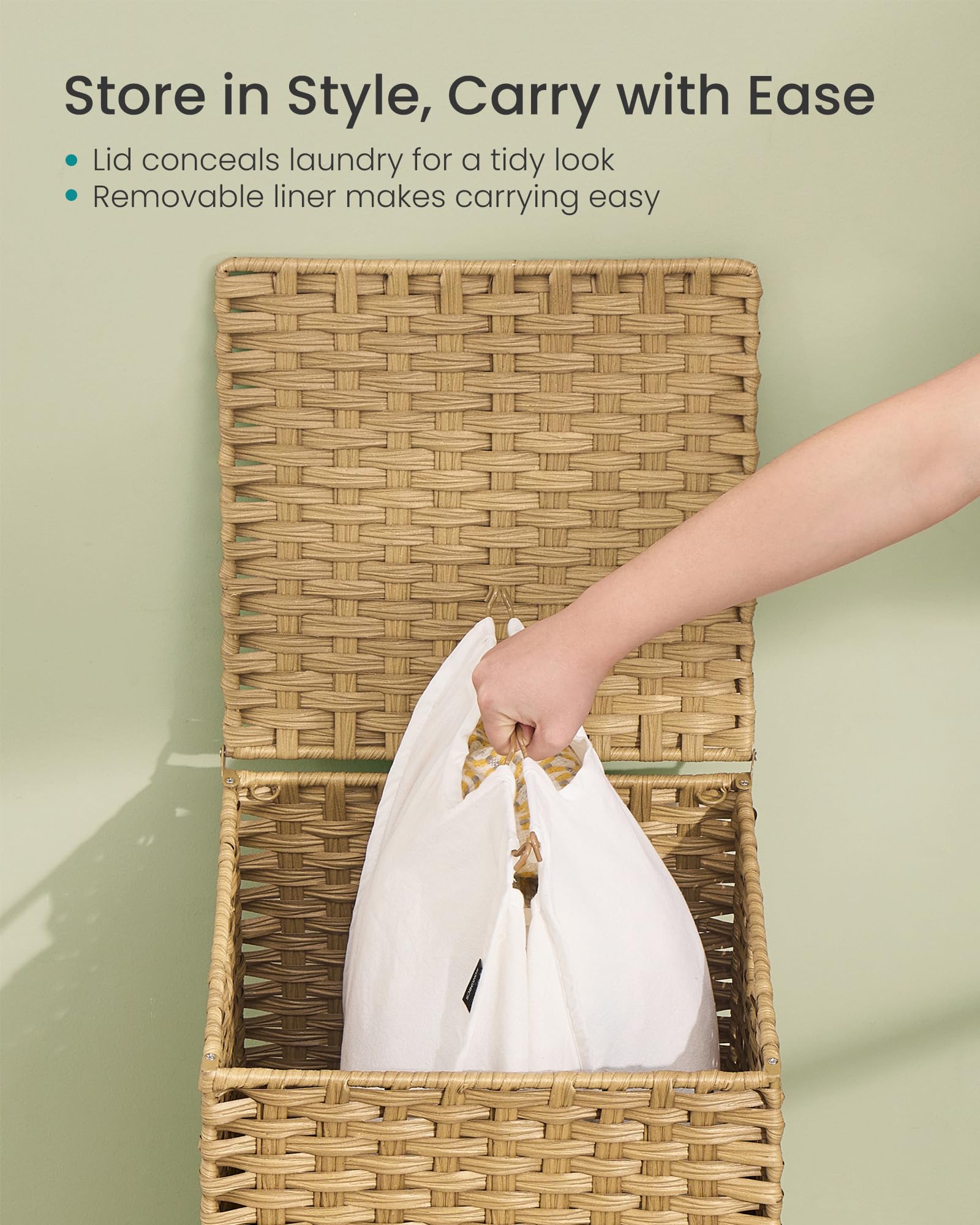 SONGMICS solid wood feet keep laundry elevated and dry.