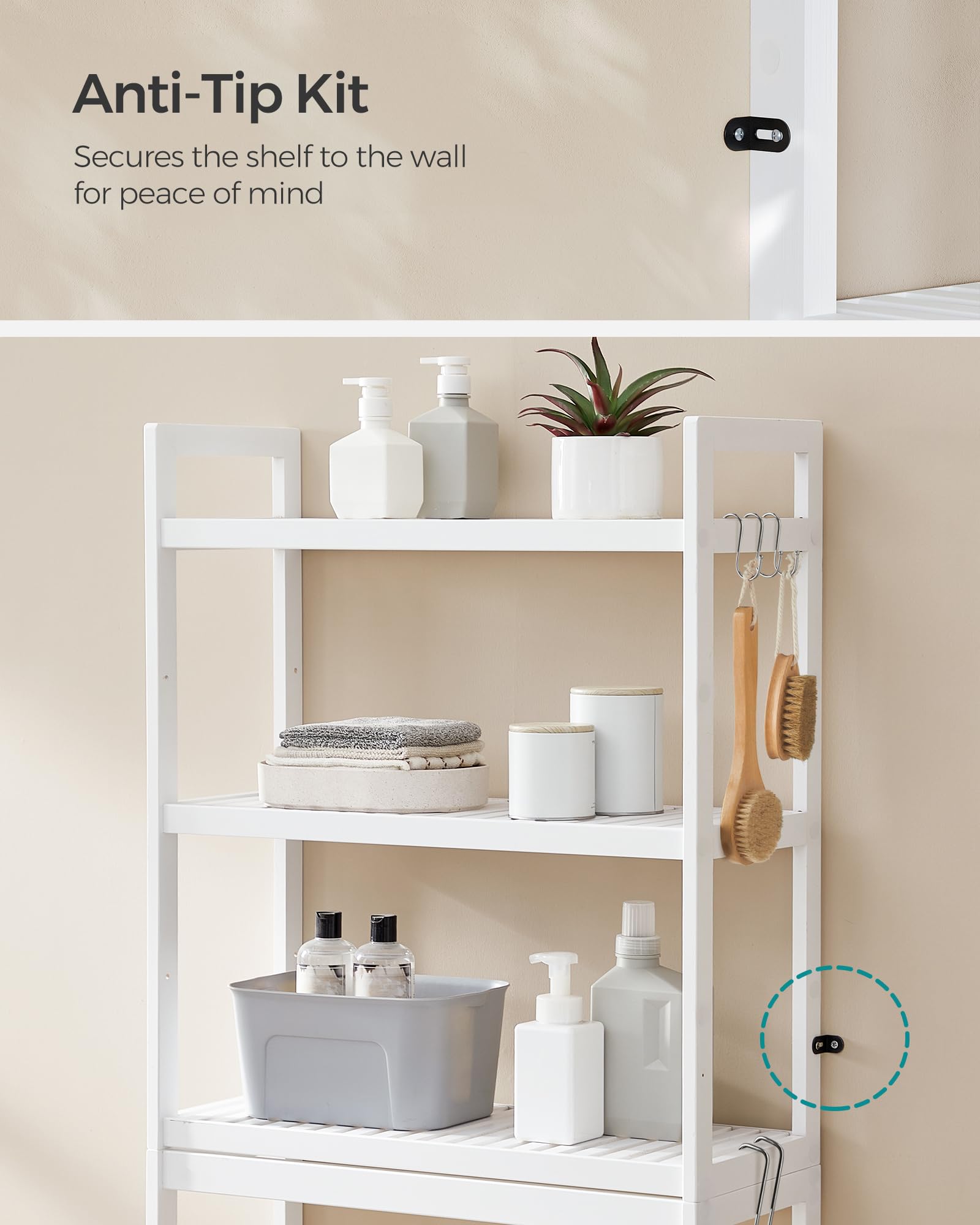 SONGMICS space-saving unit fits over most toilets in small bathrooms.