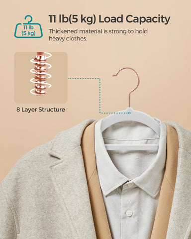 Slim profile saves closet space and fits bulkier items.