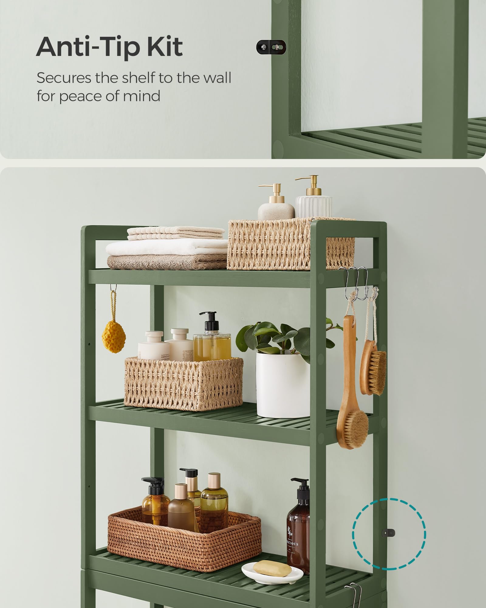 Spacious bottom area measures 10 inches deep and 23.6 inches wide.