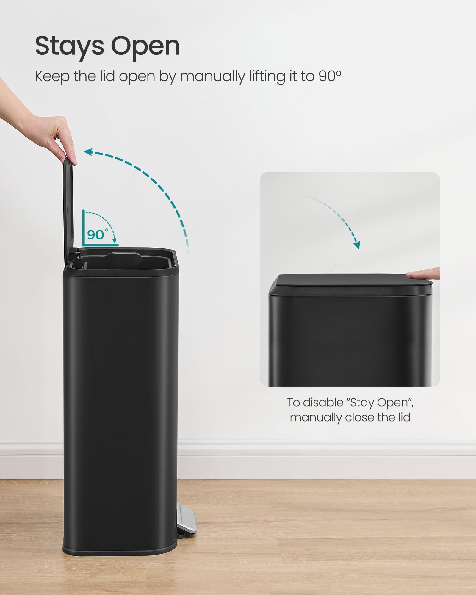 Songmics stable base with non-slip pads prevents tipping on floors