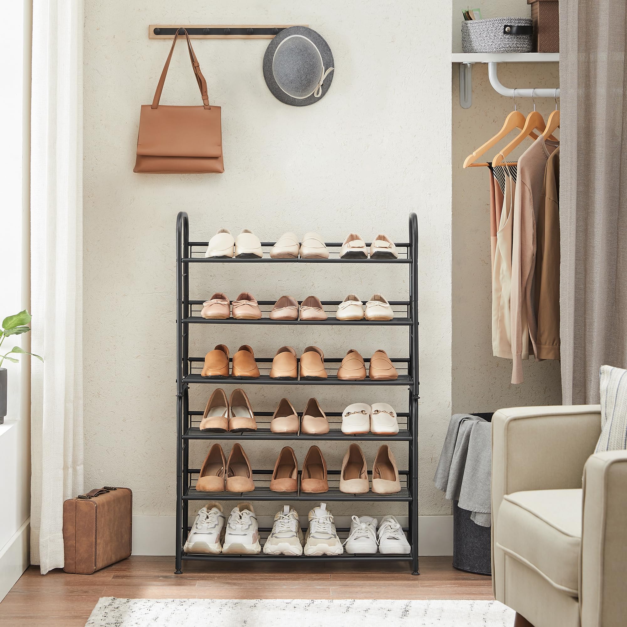 SONGMICS stackable 3-tier design maximizing vertical storage
