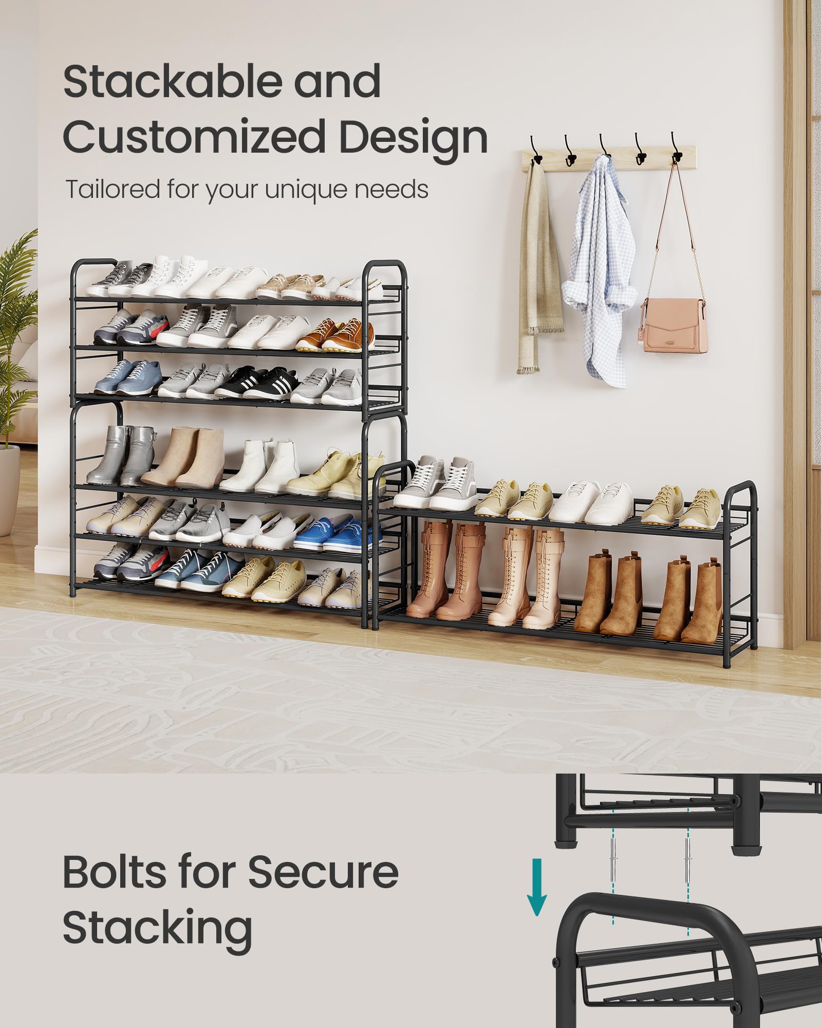 Songmics stackable extension enables a 6-tier setup for larger collections
