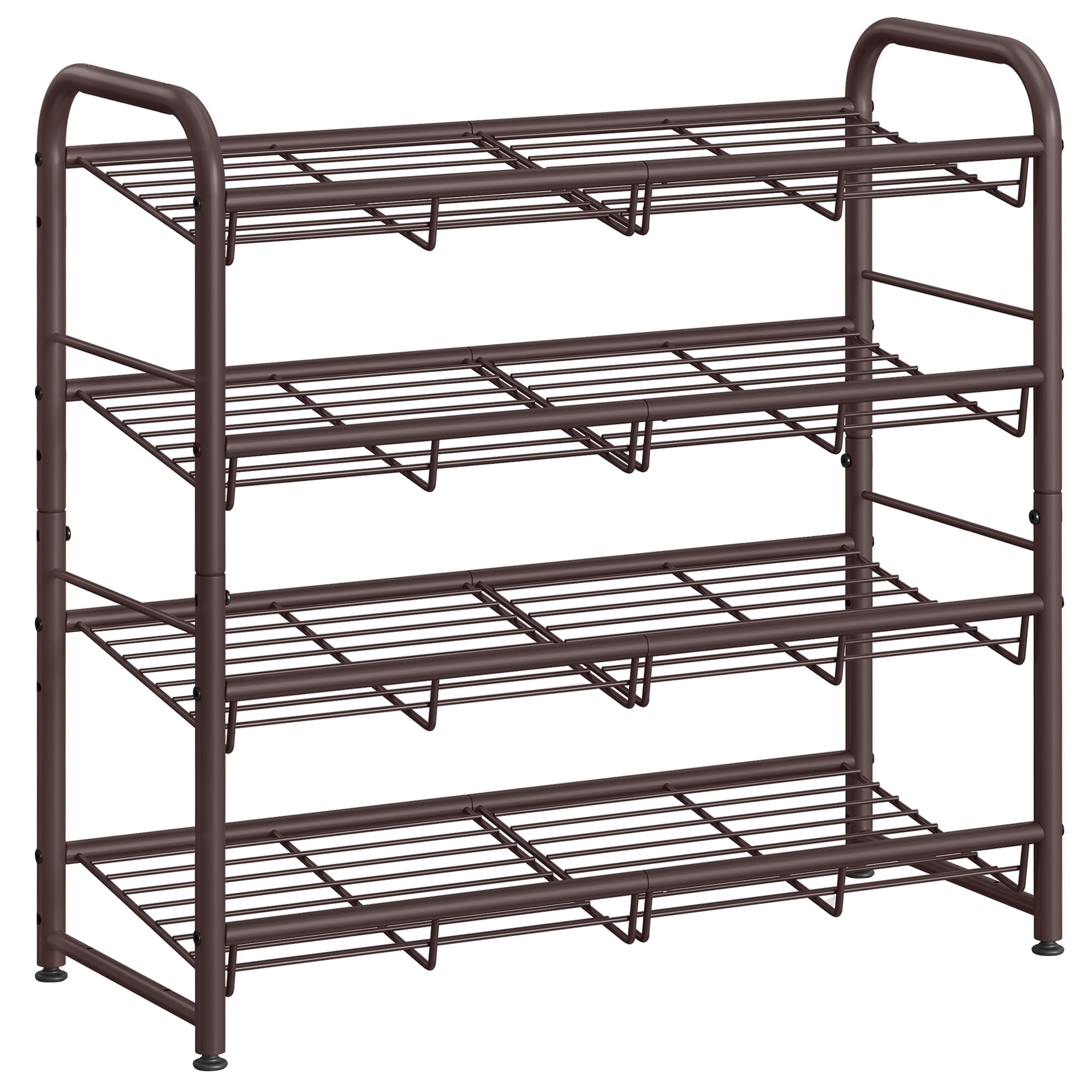 SONGMICS 4-tier bronze stackable rack saves closet space.