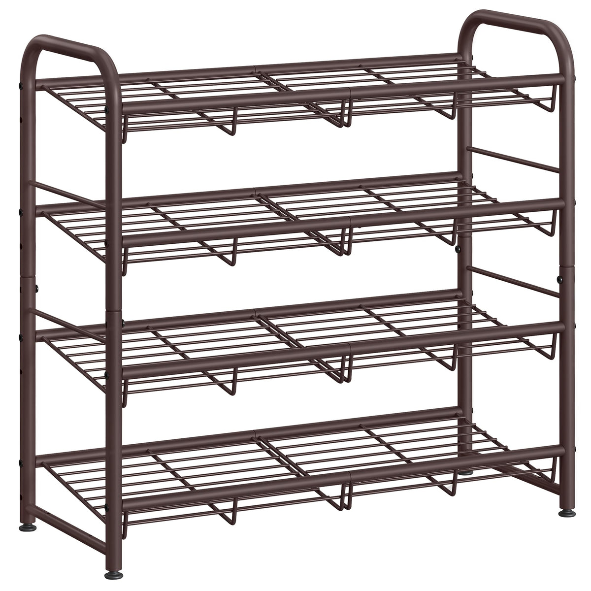 SONGMICS 4-tier bronze stackable rack saves closet space.