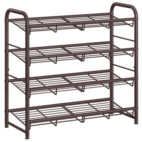 SONGMICS 4-tier bronze stackable rack saves closet space.
