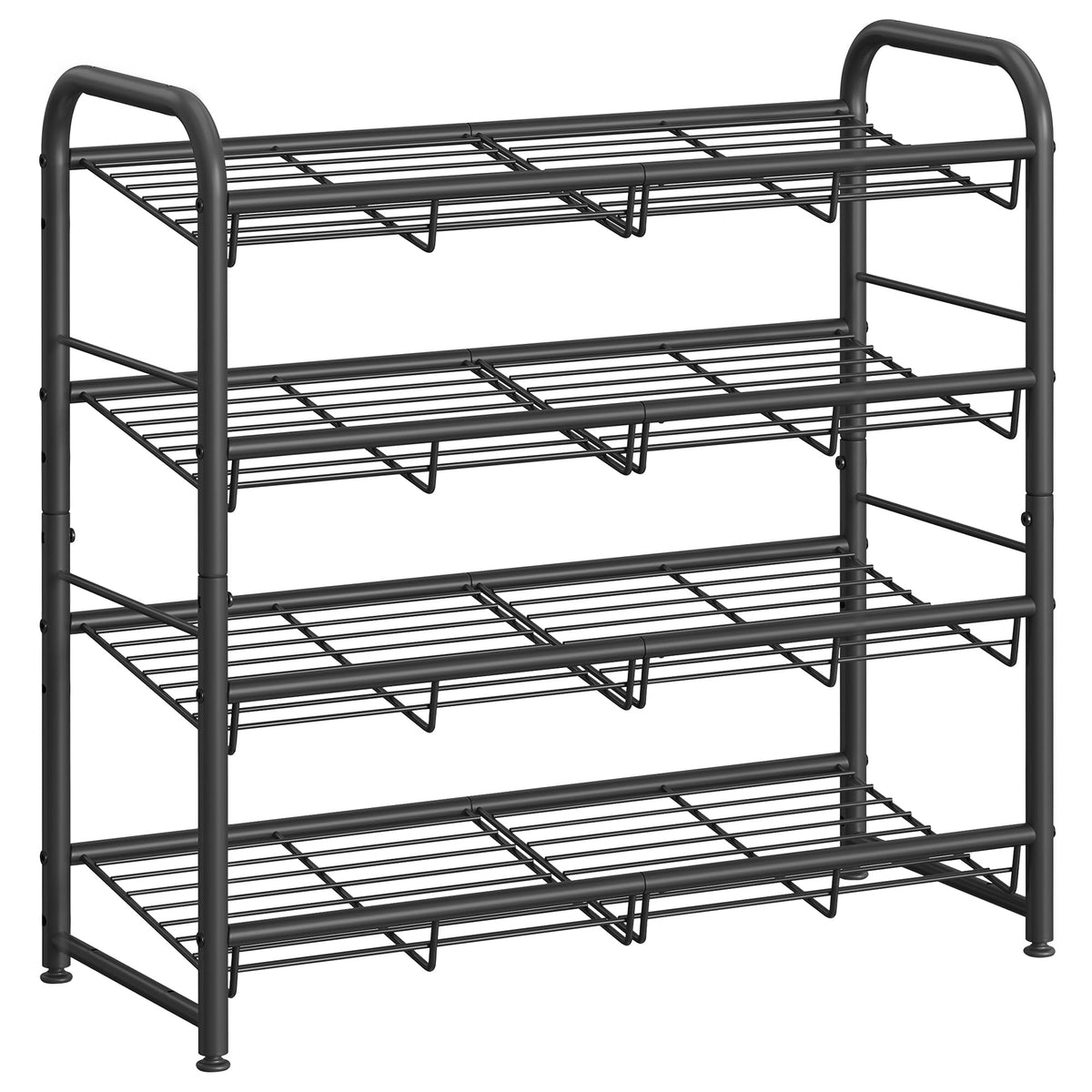 SONGMICS stackable shoe rack front view shows sturdy 4-tier organization