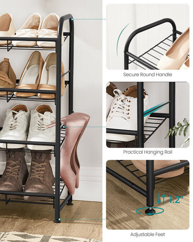 SONGMICS stackable shoe rack assembled in closet saves space