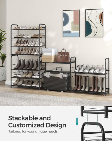 SONGMICS stackable shoe rack tilted shelves enable easy access