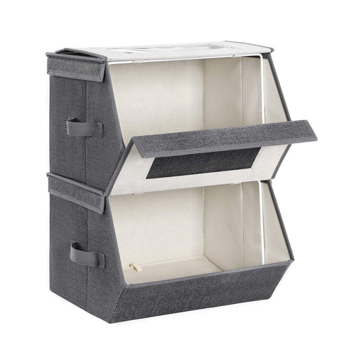 SONGMICS stackable storage bin foldable for space saving when empty