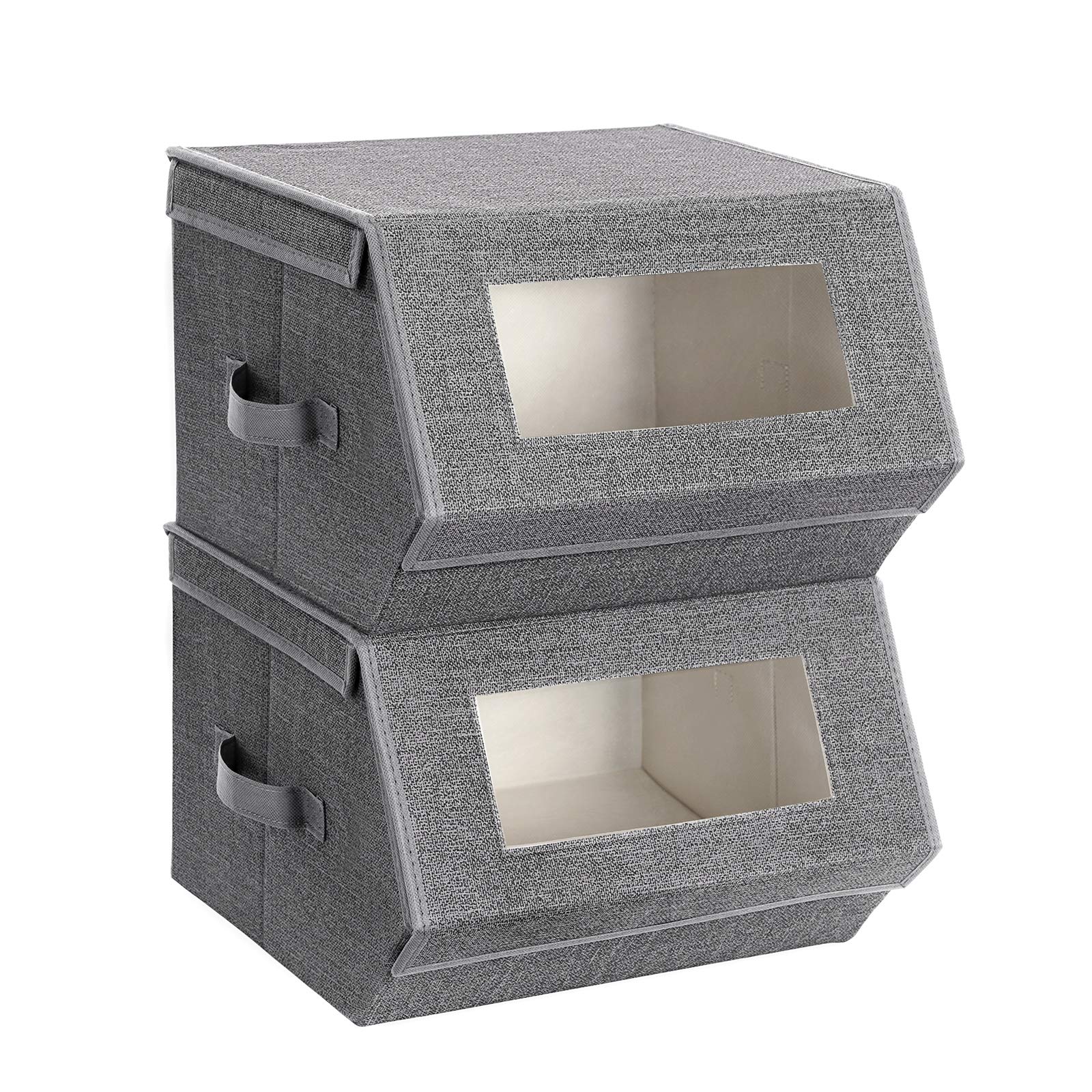 SONGMICS stackable storage bin front window for quick visibility