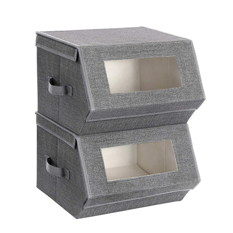 SONGMICS stackable storage bin front window for quick visibility