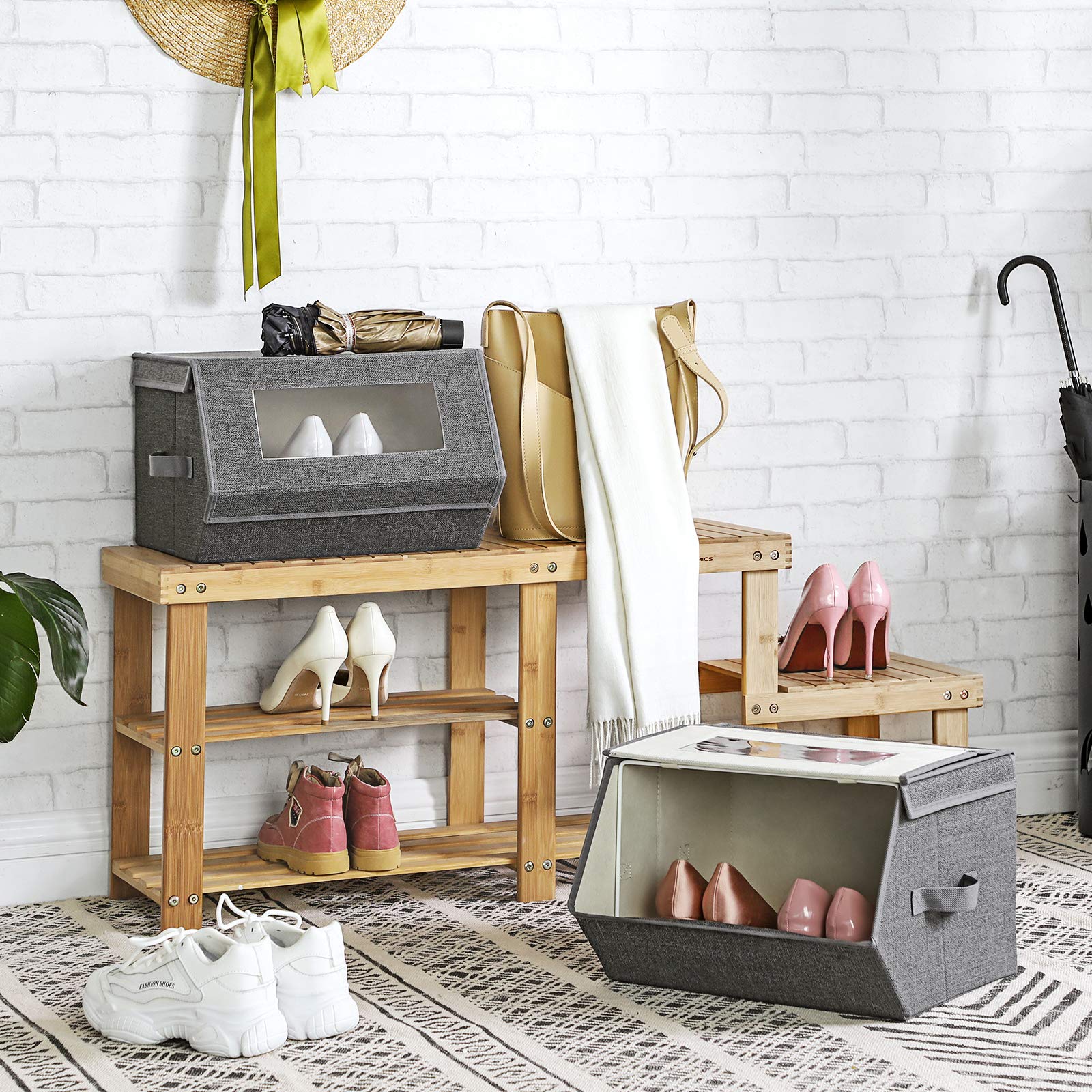SONGMICS stackable storage bin stacked setup saves space