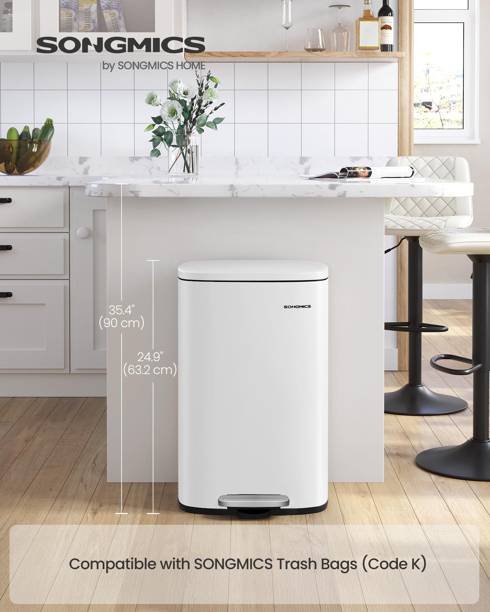 Songmics stainless steel body resists rust and wipes clean for daily use