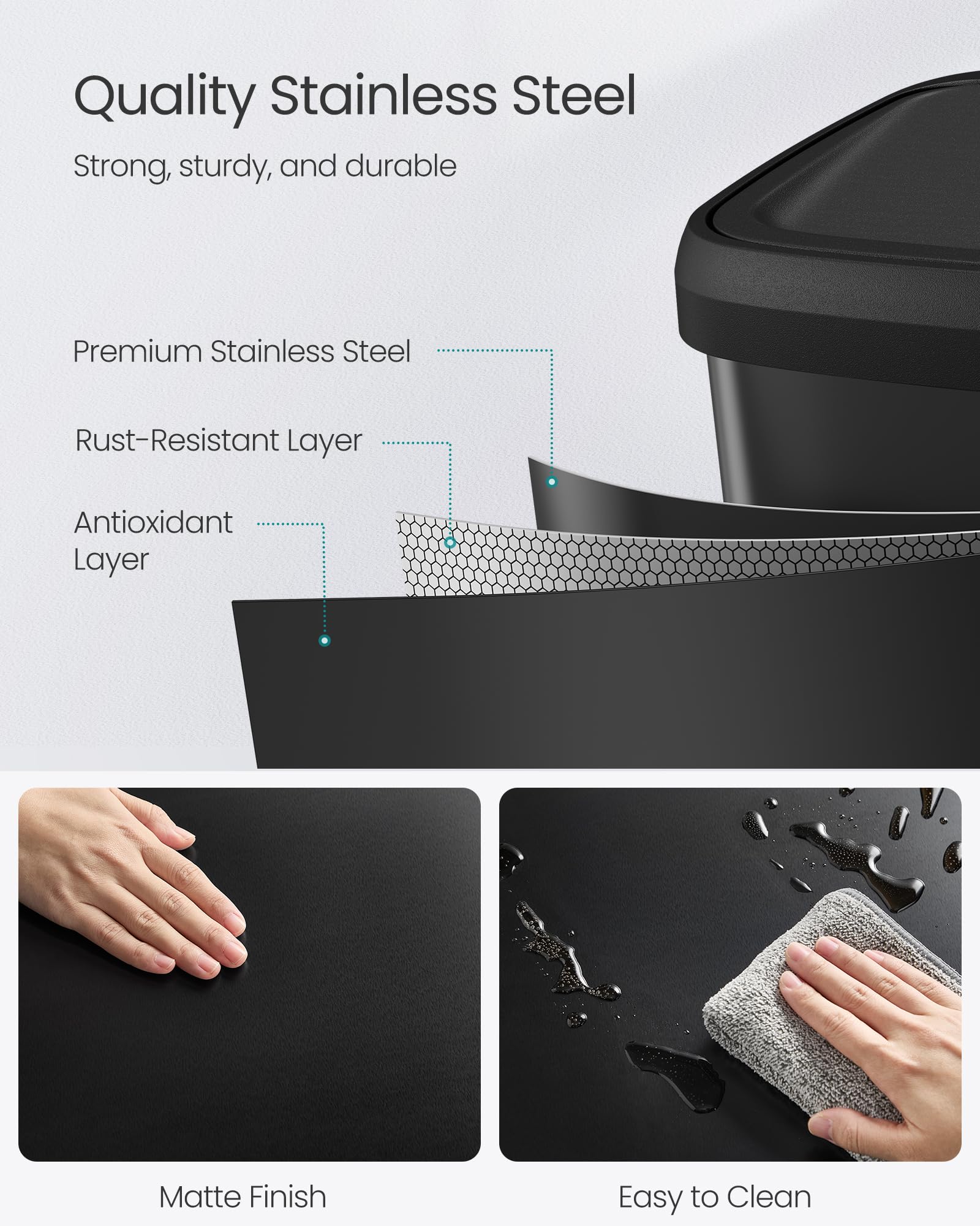 SongMics stainless steel body emphasizing rust resistance and modern kitchen appeal