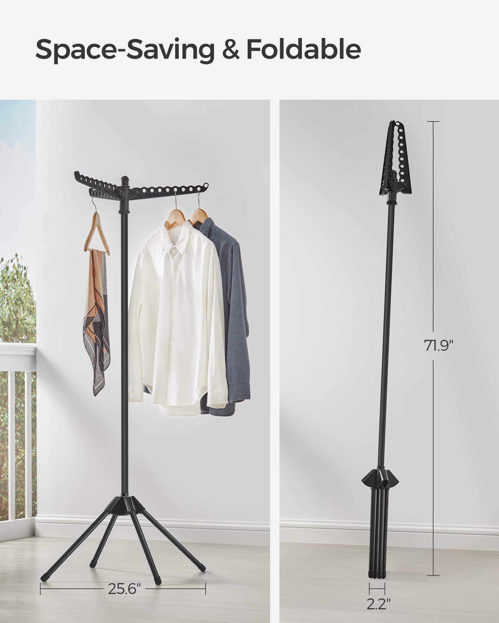 SONGMICS stainless steel pole and joints ensure durability during drying