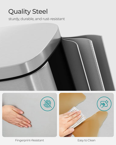 SongMics stainless steel bin resists fingerprints and rust.