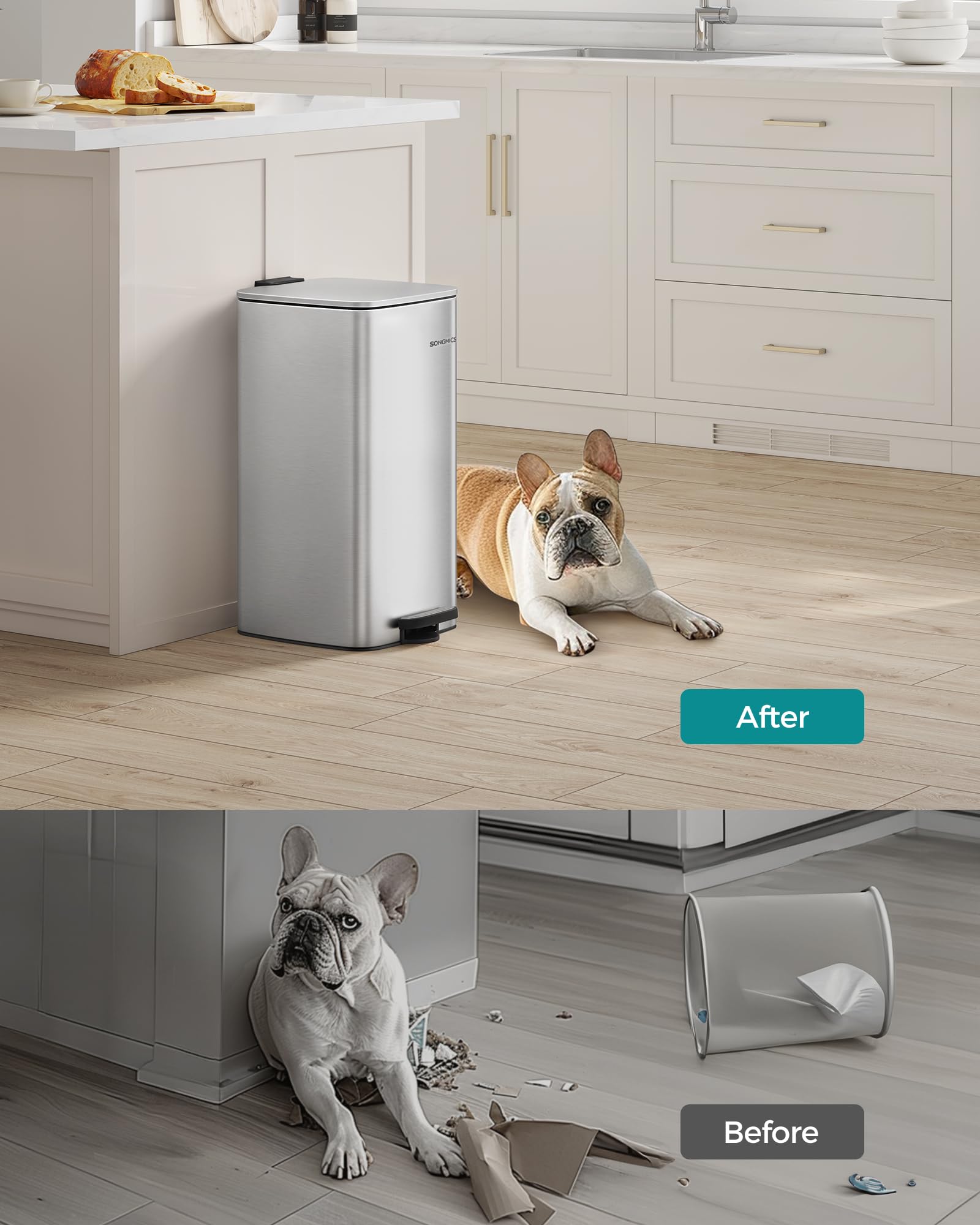 SONGMICS stainless steel design resists rust and cleans easily with a damp cloth.