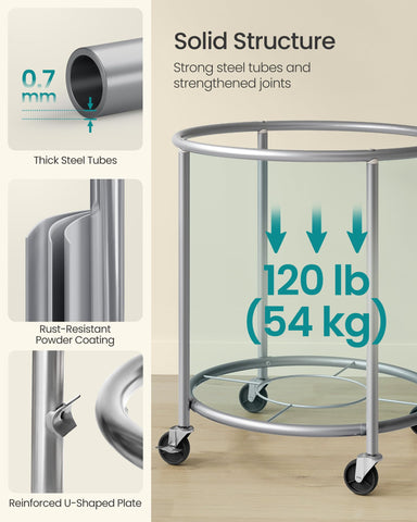 SONGMICS durable steel-frame laundry cart for heavy loads.