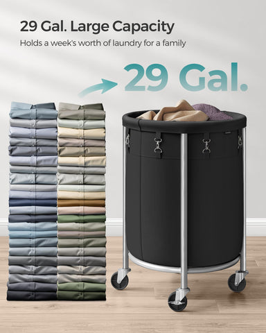SONGMICS steel-frame laundry cart for durable use