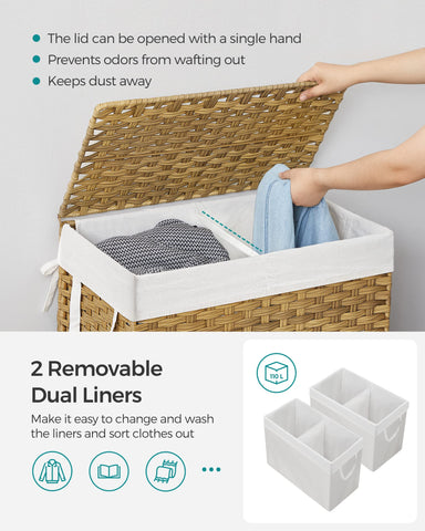 SONGMICS steel frame with synthetic rattan for stable storage.