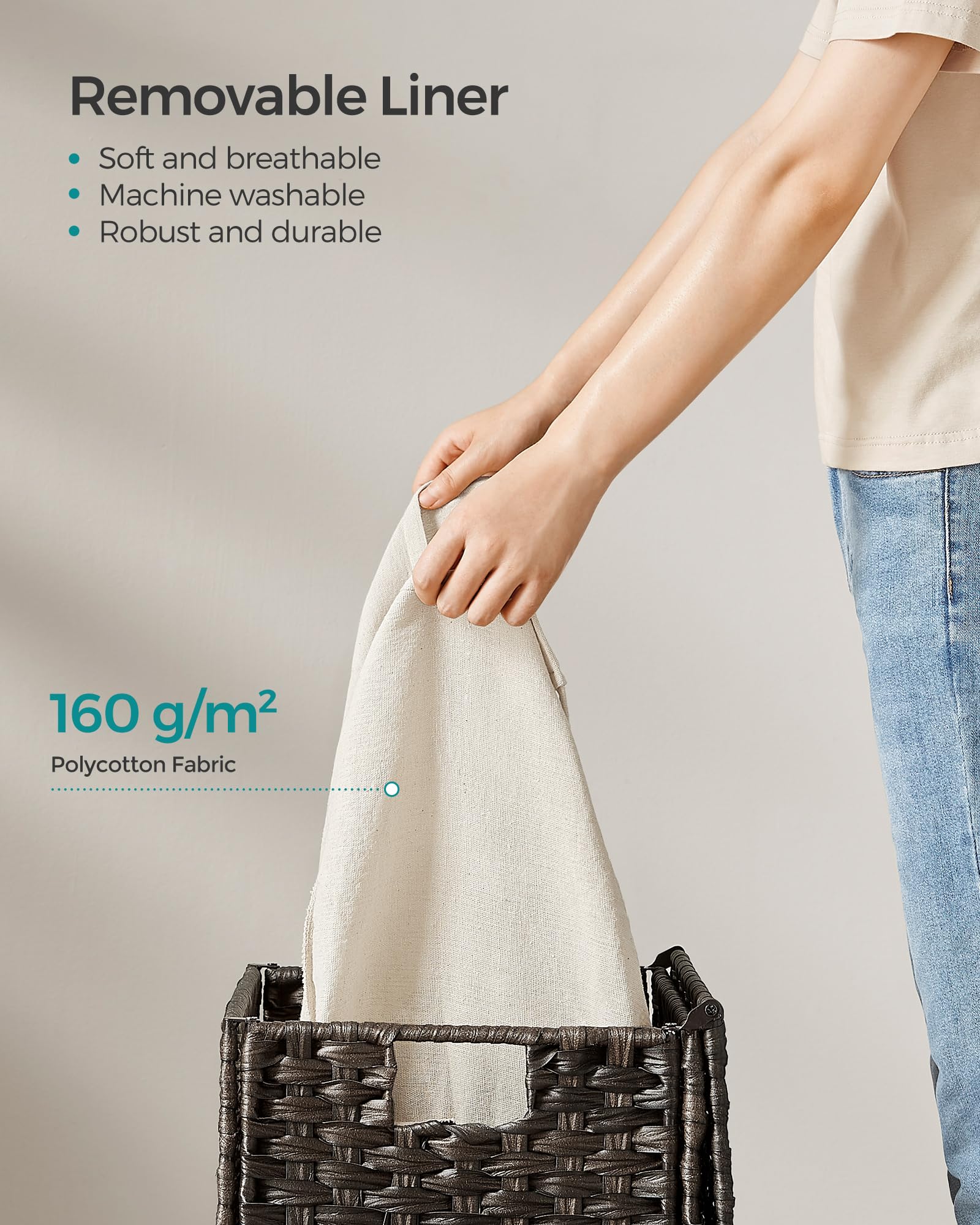 SONGMICS versatile basket blends with decor while keeping items organized.