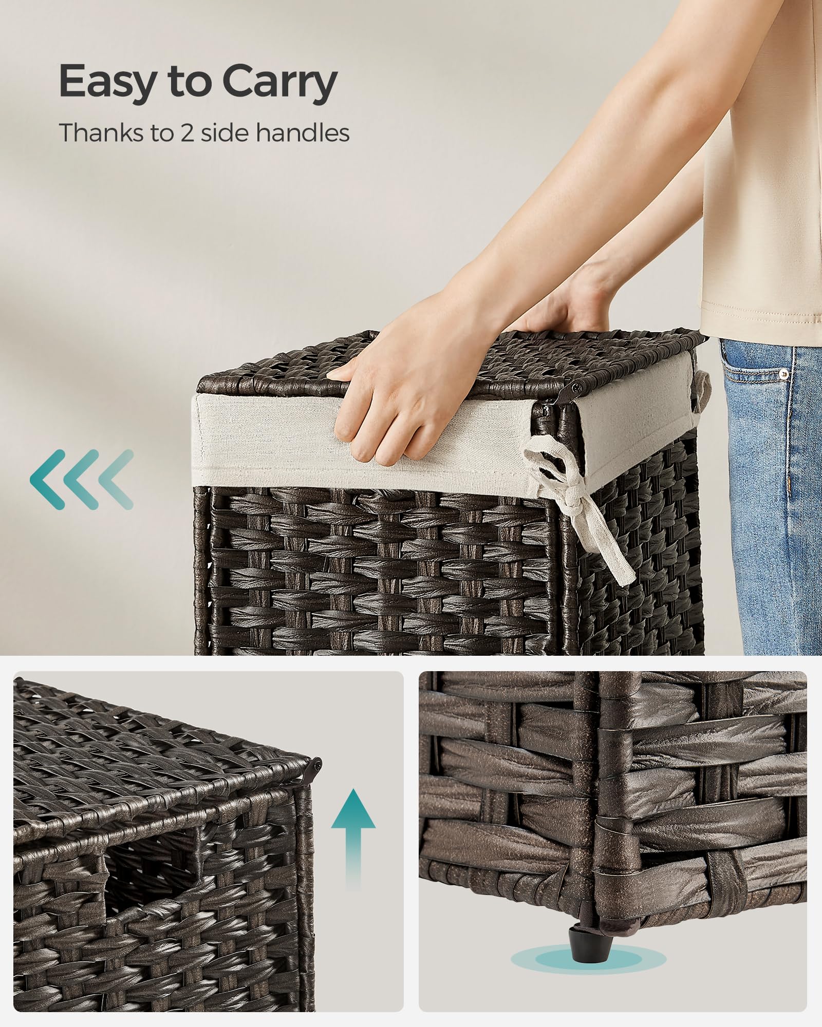 SONGMICS breathable-pp-rattan weave provides ventilation and keeps fabrics dry.