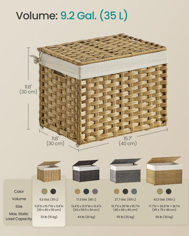 SONGMICS basket in a bedroom setup helps organize laundry.