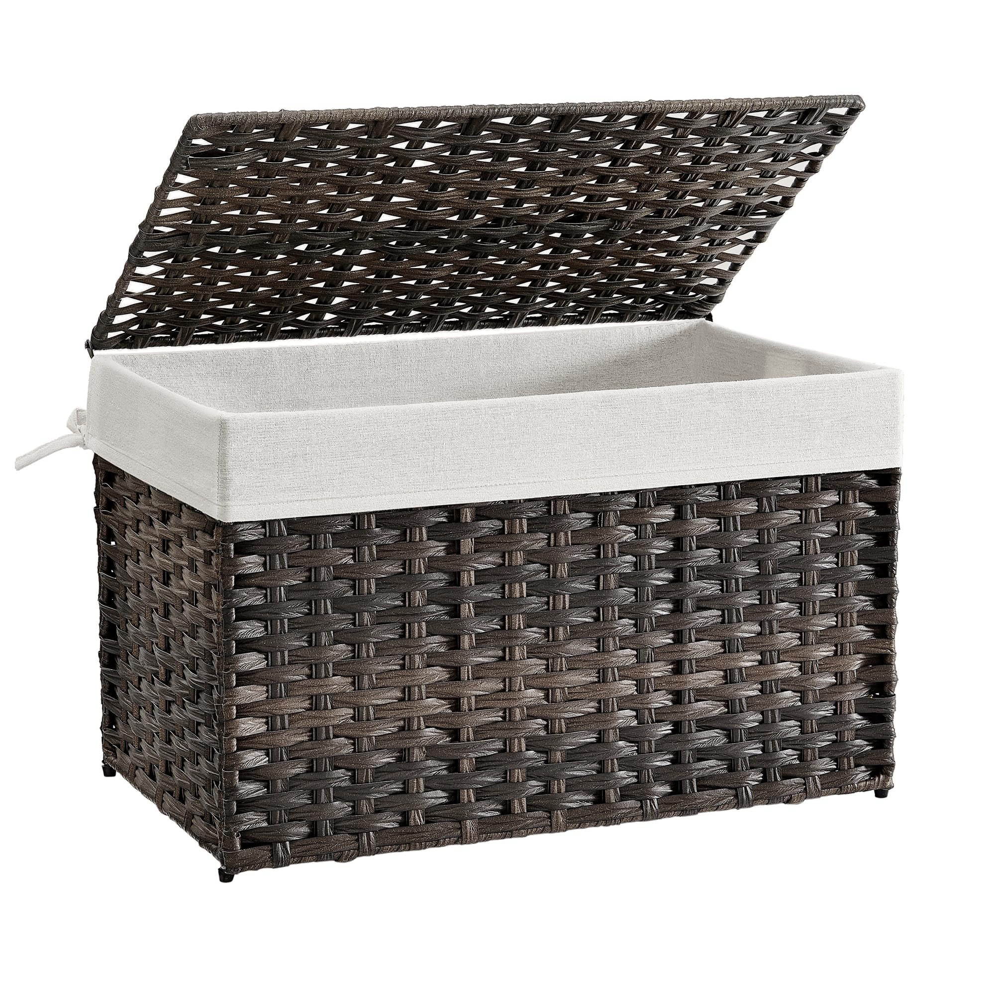 SONGMICS storage basket with lid closed, dust-free and organized.