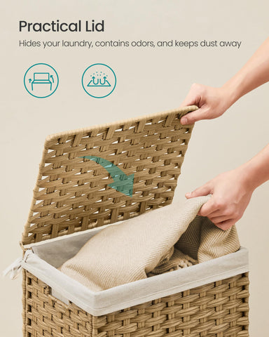 SONGMICS storage basket with removable liner ready for washing.