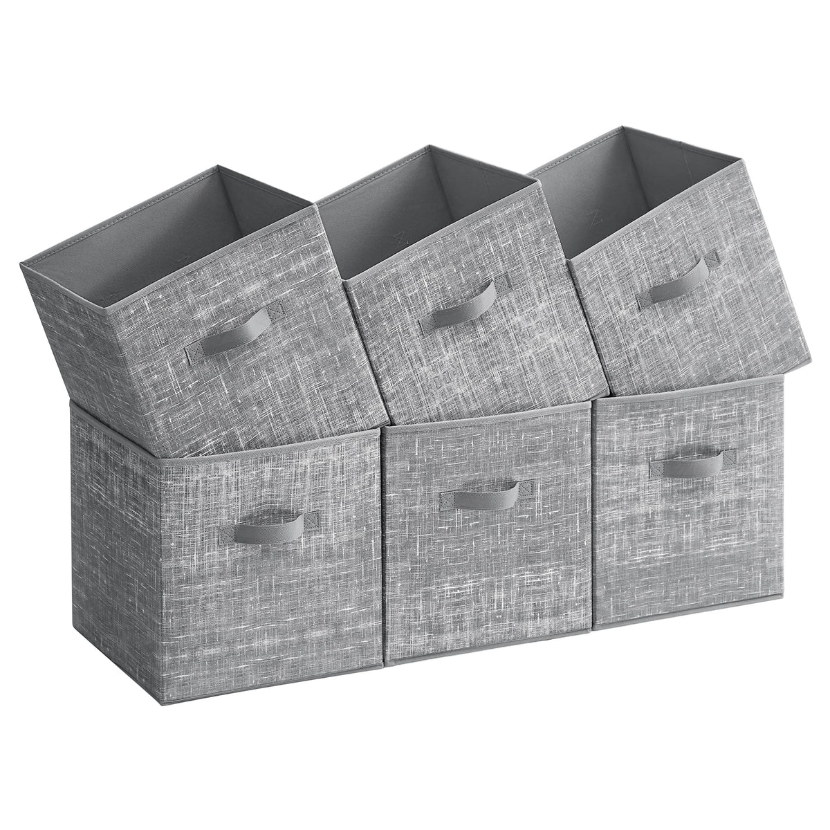SONGMICS storage cubes with double handles for easy shelf transport.
