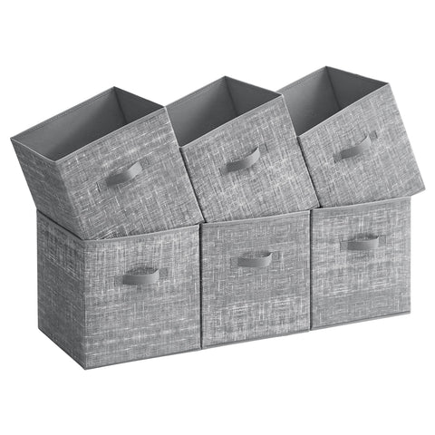SONGMICS storage cubes with double handles for easy shelf transport.