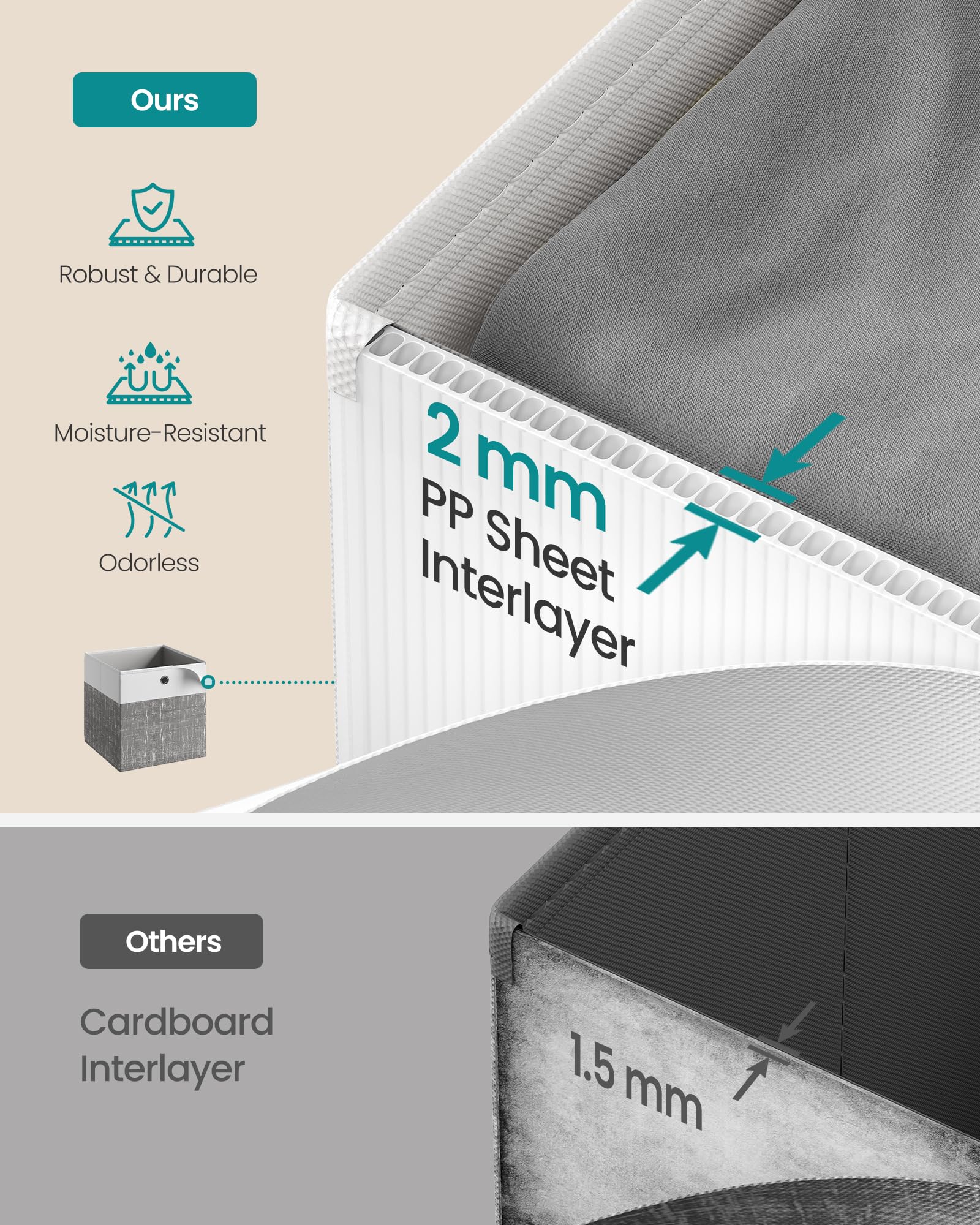 SONGMICS storage cubes reinforced with 2mm panels maintain sturdy shape
